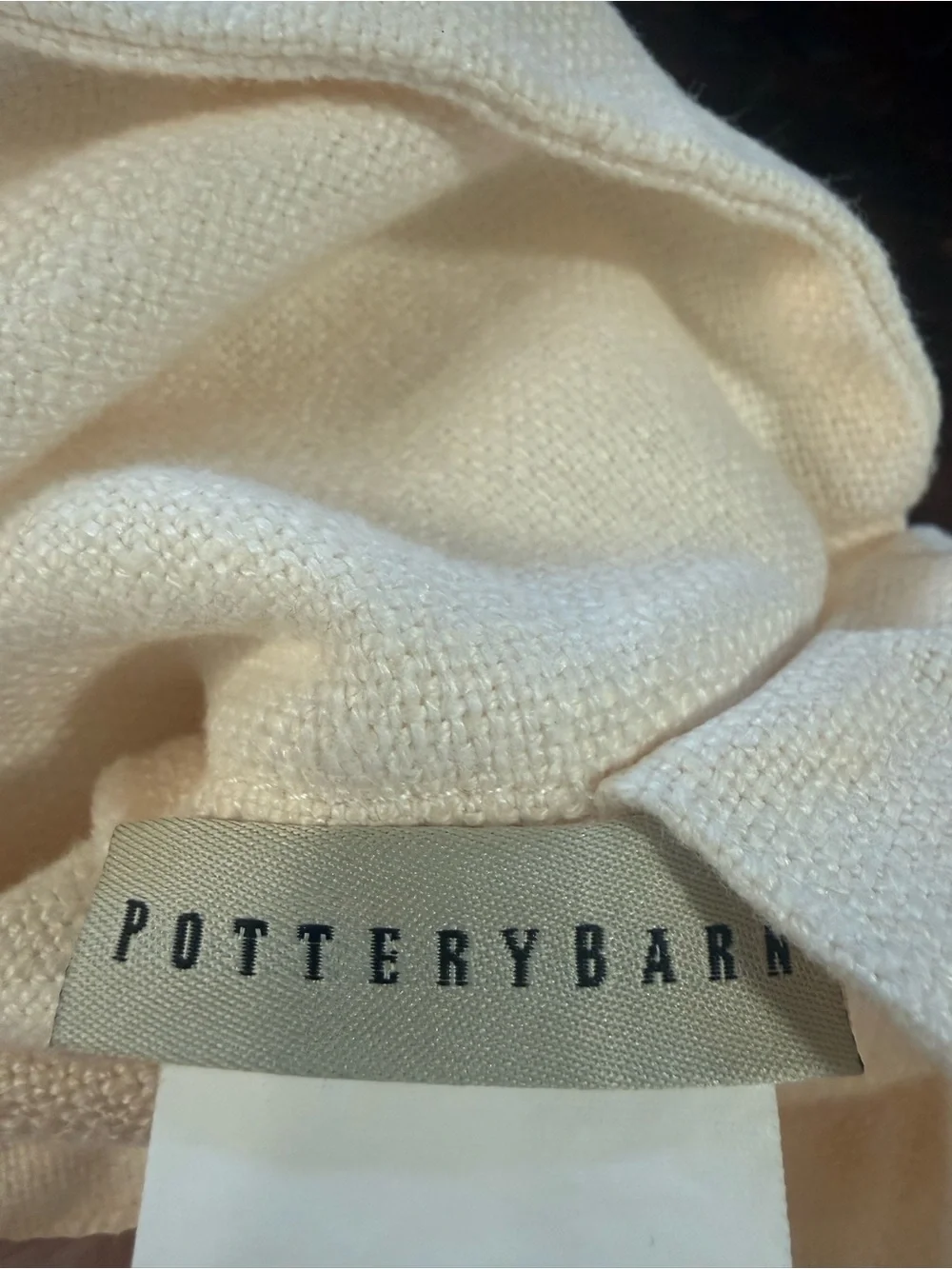 Pottery Barn Light Cream Linen Pillow Covers with Dark Buttons